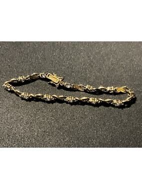 925 FAS Vermeil & Rhinestone Vintage Bracelet Size 7in